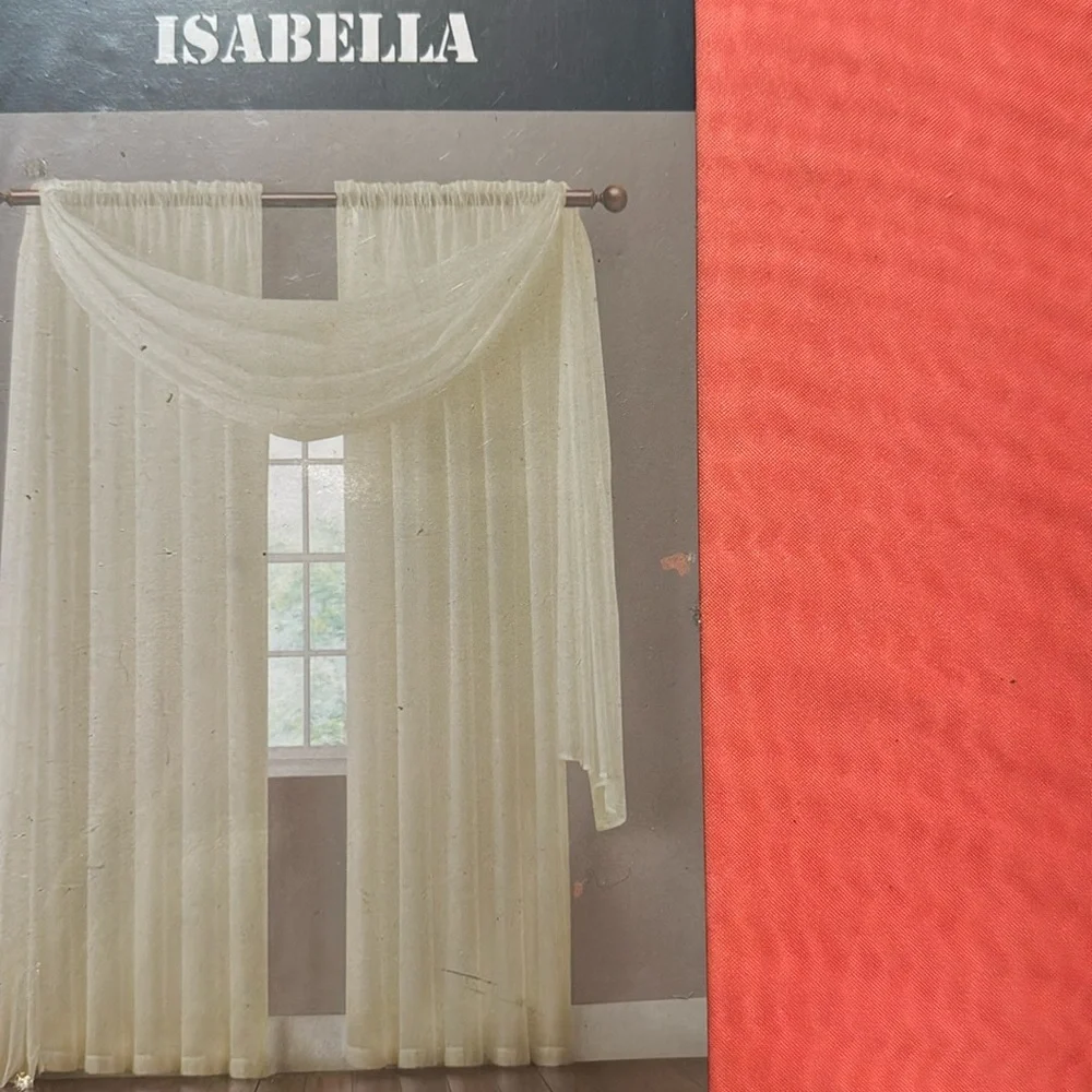 Isabella Coral sheer 2 window panels